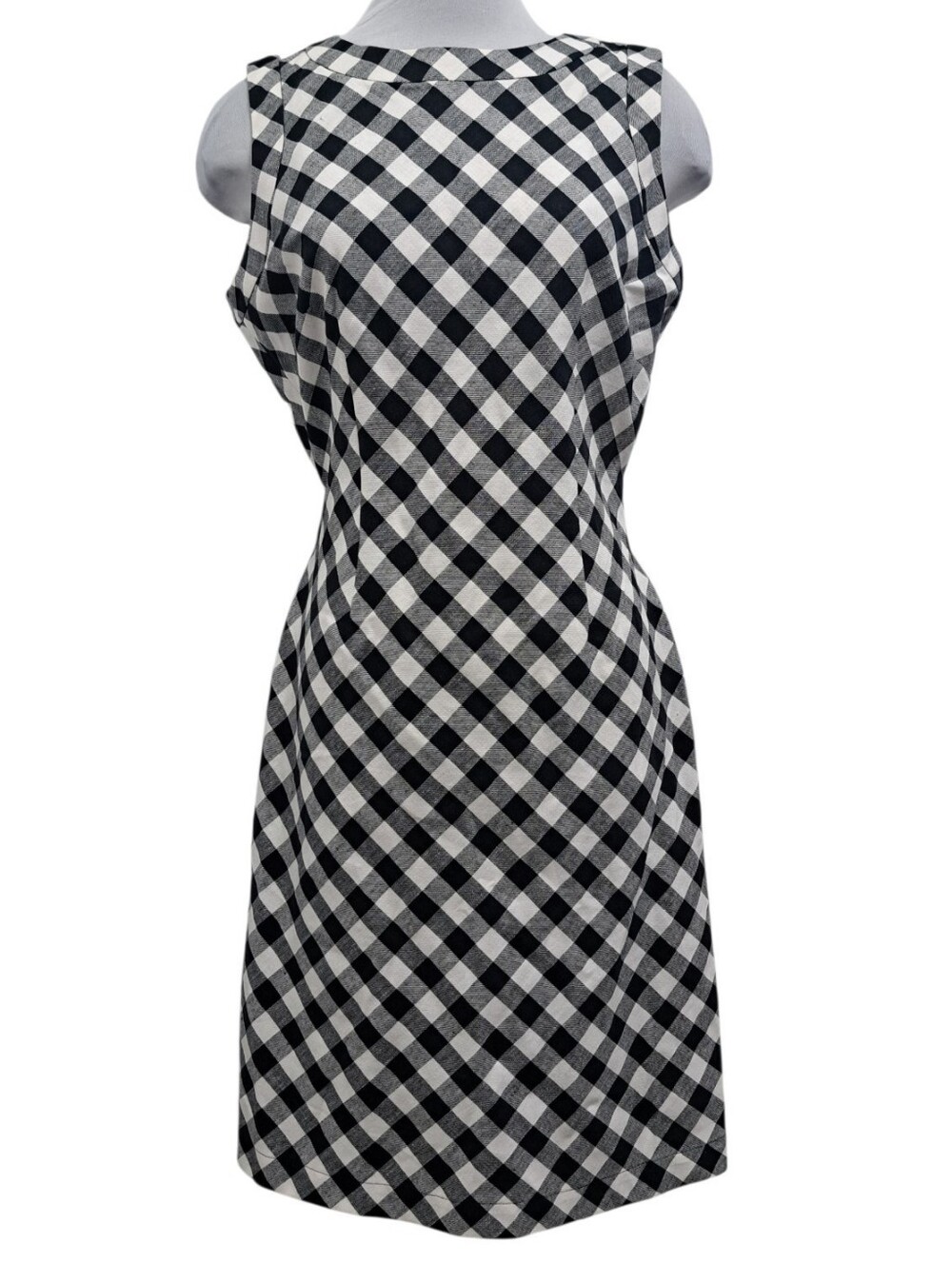 Hobbs London Amalfi Casual Sleeveless Gingham Shift Dress Black/White Sz 8 NWT